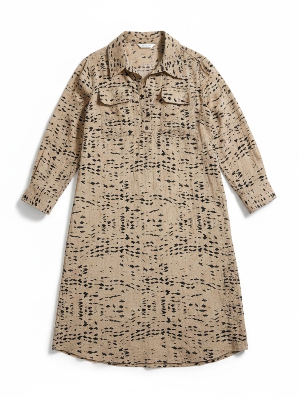 H&M Neutral Abstract Printed Maxi Shirt Dress/ Kaftan in Beige and Black
